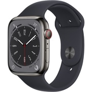 Apple Watch Series 8 （GPS ＋ Cellularモデル）- 45mmグラファイトステンレススチールケースとミッドナイトスポーツバンド - レギュラー [MNKU3J/A]