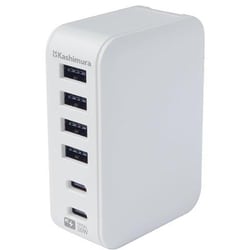 USB AC充電器 合計30W USB-A×4/USB-C×2 自動識別IC搭載 折りたたみ式プラグ採用 ホワイト AC-038