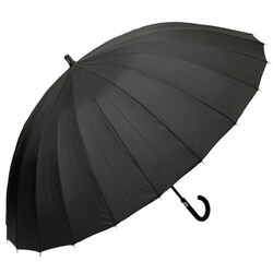 長傘 晴雨兼用 65cm 手開き式 24本骨 UV加工 軽量 耐風 黒色 30147