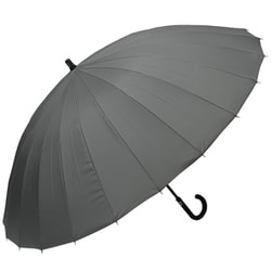 長傘 晴雨兼用 65cm 手開き式 24本骨 UV加工 軽量 耐風 グレー色 30208