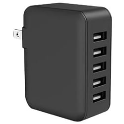 USB AC充電器 合計最大出力7.2A USB-A×5 自動識別機能搭載 可動式ACプラグ採用 ブラック AC72-5N