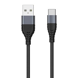 USB-A to Type-Cケーブル 高耐久 1.2m アルミコネクタ ブラック FATC-JD30