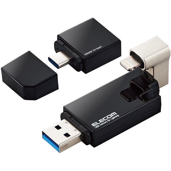 MF-LGU3B256GBK [USBメモリ 256GB USB3.2（Gen1） 3in1 MFI認証 ライトニング タイプC ブラック]