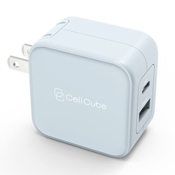 USB急速充電器 USB-C Fast Charger（PD20w＋12w） USB PD（パワーデリバリー）対応 32W USB-A×1/USB-C×1 折りたたみ式プラグ採用 白藍（シラアイ）/ライトブルー CCAC07-LB