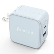 USB急速充電器 USB-C Fast Charger(PD20w+12w) USB PD(パワーデリバリー)対応 32W USB-A×1/USB-C×1 折りたたみ式プラグ採用 白藍(シラアイ)/ライトブルー CCAC07-LB