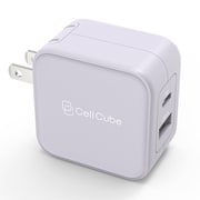 USB急速充電器 2ポートUSB-C Fast Charger(PD20w+12w) USB PD(パワーデリバリー)対応 32W USB-A×1/USB-C×1 折りたたみ式プラグ採用 白藤(シラフジ)/ライトパープル CCAC07-LP