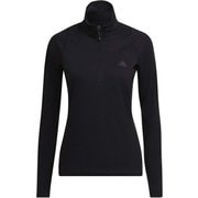 ラン ファスト ハーフジップ 長袖スウェットシャツ W RN FAST 1/2ZIP QH422 HB9223 ブラック J/Mサイズ [ランニングウェア シャツ レディース]