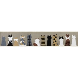キッチンマット 45×240cm リーフ柄 ネコ柄 キャット