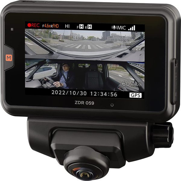 【美品】COMTEC ZDR059 360度カメラ+リアカメラ+通信にも対応 コムテック ZDR059 ドライブレコーダー 360°カメラ+リアカメラ