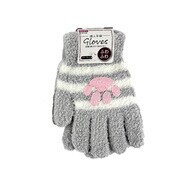 婦人もこもこ手袋 ボーダー猫ちゃん グレー LG738919