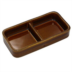 長谷園 薬味 仕切り 皿 茶色 アメ釉 ANM-39