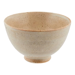 長谷園 飯碗 「優」 軽量 櫛目 クリーム AIW-01