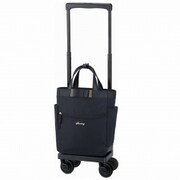 キャリーカート 4輪ストッパー付 撥水加工 折り畳みトートバッグセット 約12L 機内持ち込み可 ブラック D-574 ルバンド III(M18)