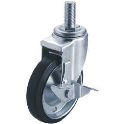 ユーエイ ねじ込みキャスターS付自在車 100径ゴム車輪ベアリング入 SJT-100WS-M20-40