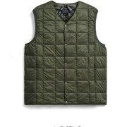 Vネックボタン インナーダウンベスト TAION-001 D.OLIVE XLサイズ [アウトドア ダウンウェア メンズ]