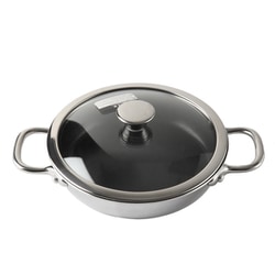 フライパン 両手 15cm IH対応 ガラス蓋付き 業務用 クィーンパン IHQP-4W