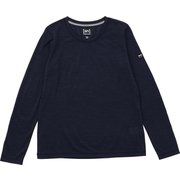JP ベーシッククルーネック Tシャツ 長袖 W JP BASIC CREW NECK TEE LS SNWJ10015 J005 BLUE IRIS MELANGE XSサイズ [フィットネス ヨガ シャツ レディース]