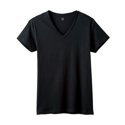 YG ピュアコットン Vネック Tシャツ Lサイズ ブラック YV0015V