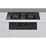 ビルトインガスコンロ SENCE(センス) 幅75cm 都市ガス12・13A ガラストップ(シアーブラック) 前面パネル(ブラック) 水無し両面焼グリルタイプ RS71W36T1RBW/13A