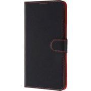 RT-AQMH1ELC1/BR [AQUOS sense7 plus用 耐衝撃 手帳型レザーケース シンプル マグネット ブラック/レッド]