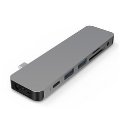 MacBook Air/Pro用マルチポートUSBハブ HDMI USB-C（PD） USB-A SD/MicroSD 3.5mmオーディオ GN21D-GRY-GL-50