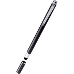 P-TPSLIMC02BK [タッチペン スタイラスペン 超感度ファイバーチップペン先 スリム クリップ付 マグネットキャップ付 ペン先交換可 ブラック]