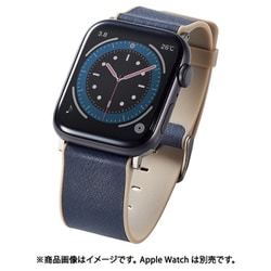 AW-45BDMNONV [アップルウォッチ バンド Apple Watch Ultra 2/SE 第2世代/Series 10/9/8/7/6/5/4/3/2/1 [49 46 45 44 42mm] ヴィーガンレザー ベルト 金具シルバー MINIO ネイビー×ブラウン]