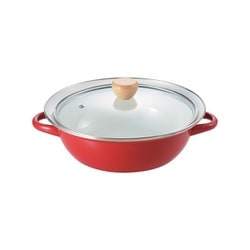 両手鍋 24cm IH対応 2～3人用 レッド グラッセ HB-6489