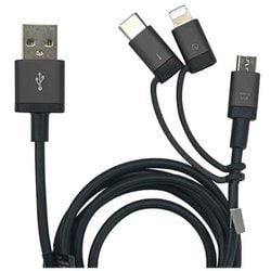 3in1 マルチUSBケーブル アルミ 1m BK（ブラック） ＋ECO UKJ-ELMC1M BK