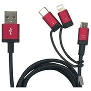 3in1 マルチUSBケーブル アルミ 50cm RD(レッド) +ECO UKJ-ELMC0.5M RD