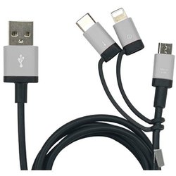 3in1 マルチUSBケーブル アルミ 50cm SL（シルバー） ＋ECO UKJ-ELMC0.5M SL