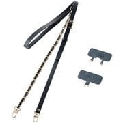 P-STSDH2CHBK [スマホ ショルダー ストラップ 約55～68cm ソフトレザー＆ゴールドチェーンタイプ ストラップシート付 ブラック]