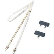 P-STSDH2CHWH [スマホ ショルダー ストラップ 約55～68cm ソフトレザー＆ゴールドチェーンタイプ ストラップシート付 ホワイト]