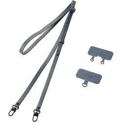 P-STSDH2PLDG [スマホ ショルダー ストラップ 約53～65cm ソフトレザータイプ ストラップシート付 ダークグレー]