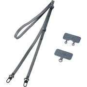P-STSDH2PLDG [スマホ ショルダー ストラップ 約53～65cm ソフトレザータイプ ストラップシート付 ダークグレー]