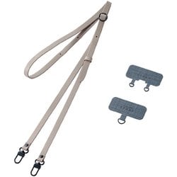 P-STSDH2PLGY [スマホ ショルダー ストラップ 約53～65cm ソフトレザータイプ ストラップシート付 グレージュ]