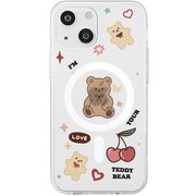 AK23489i14 [iPhone 14用 Magsafe対応 クリアケース テディベア]