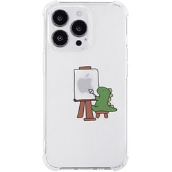 AK23527i14P [iPhone 14 Pro用 ソフトタフケース おしごとザウルス画家 グリーン]