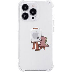 AK23528i14P [iPhone 14 Pro用 ソフトタフケース おしごとザウルス画家 ピンク]