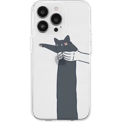 AK23548i14P [iPhone 14 Pro用 ソフトクリアケース だらーんクロネコ]