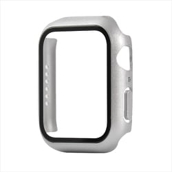 TCAWSEGC-44SV [Apple Watch 44mm 全機種対応（SE/6世代/5世代/4世代） 耐衝撃 ケース カバー ガラスフィルム 一体型 シルバー]