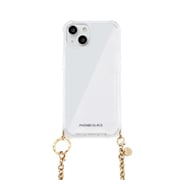 PN23851i14GD [iPhone 14用 チェーンショルダー ストラップ付き クリアケース ゴールド]
