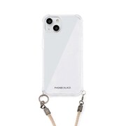 PN23853i14BG [iPhone 14用 ロープショルダーストラップ付 クリアケース ベージュ]