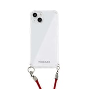 PN23854i14RD [iPhone 14用 ロープショルダーストラップ付 クリアケース ダークレッド]