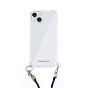 PN23855i14NV [iPhone 14用 ロープショルダーストラップ付 クリアケース ネイビー]