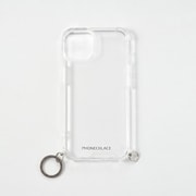PN23858i14BK [iPhone 14用 チャームストラップ用リング付クリアケース ガンブラックチャーム]