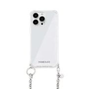 PN23871i14PSV [iPhone 14 Pro用 チェーンショルダー ストラップ付き クリアケース シルバー]