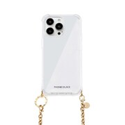 PN23872i14PGD [iPhone 14 Pro用 チェーンショルダー ストラップ付き クリアケース ゴールド]