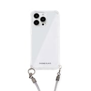 PN23873i14PGR [iPhone 14 Pro用 ロープショルダーストラップ付クリアケース グレー]