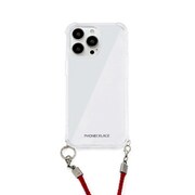 PN23875i14PRD [iPhone 14 Pro用 ロープショルダーストラップ付クリアケース ダークレッド]